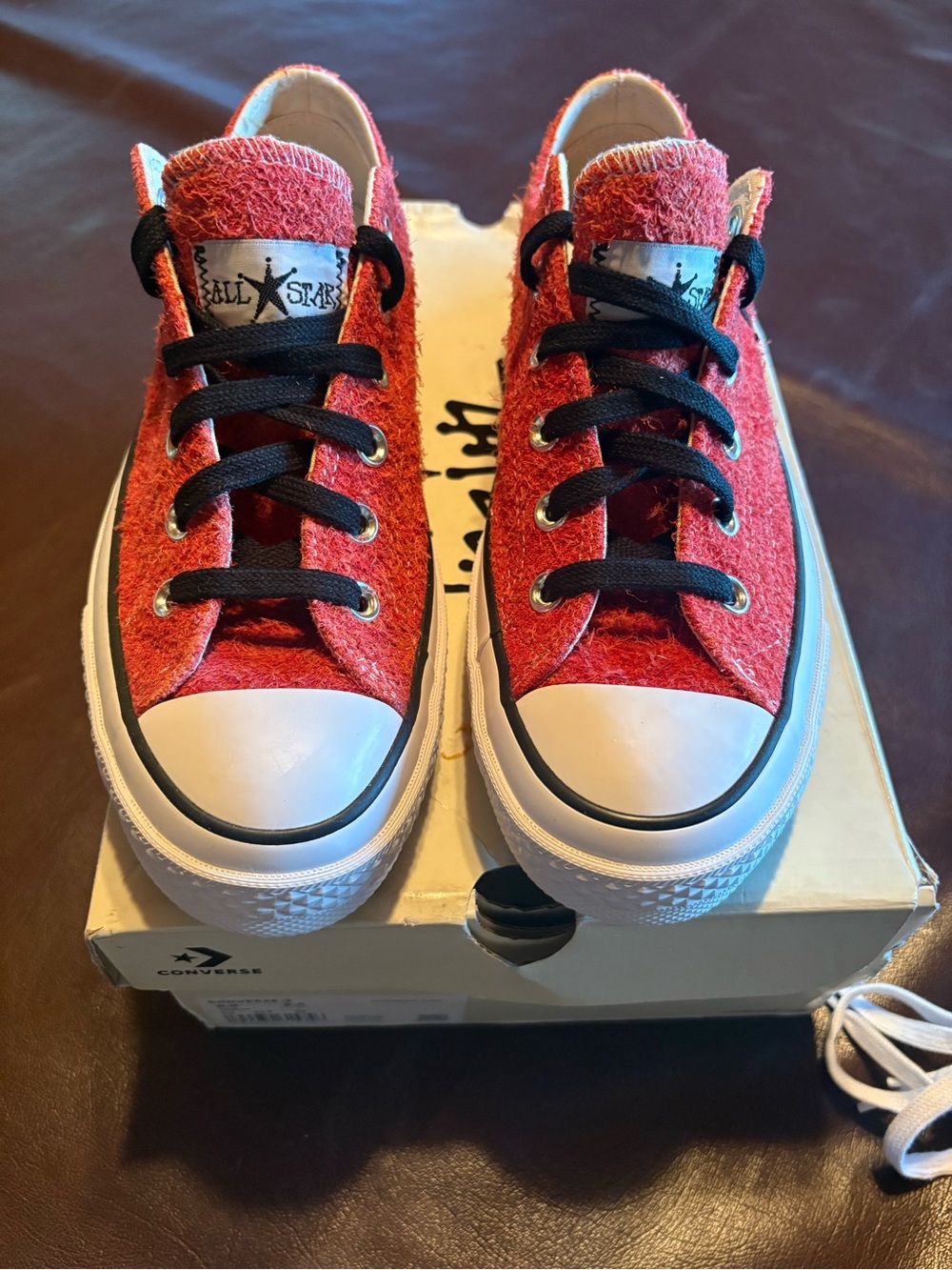 Never Worn!!! Converse Red Low-Top Sneakers with Black & White Laces